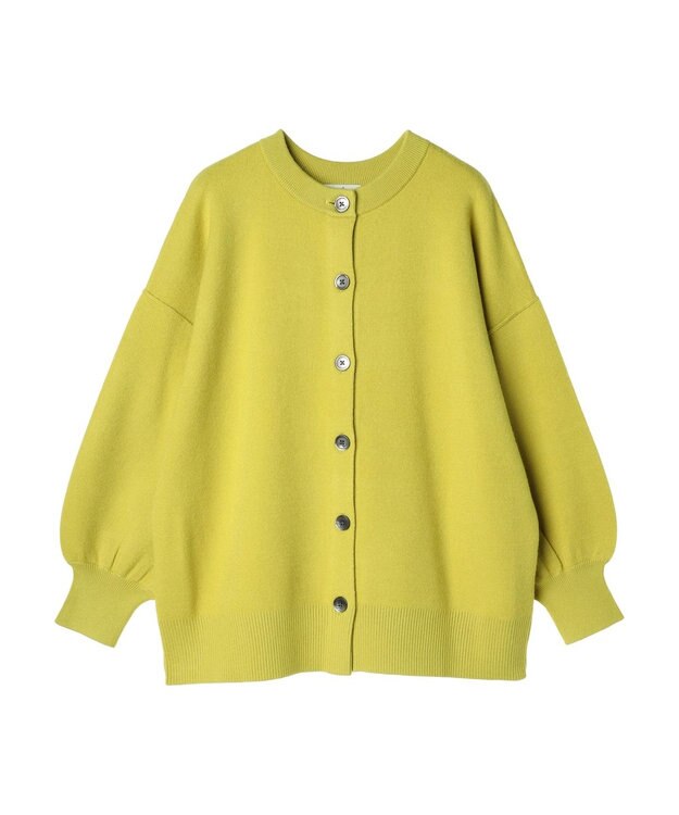 earth music&ecology やわらかタッチミドル丈カーディガン Lime Green