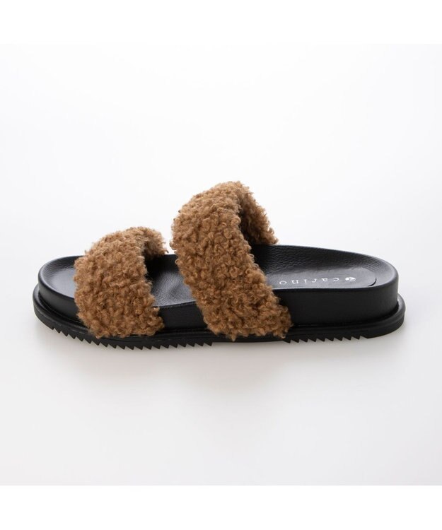 MODE ET JACOMO <carino>エコファーもこもこサンダル ブラウン