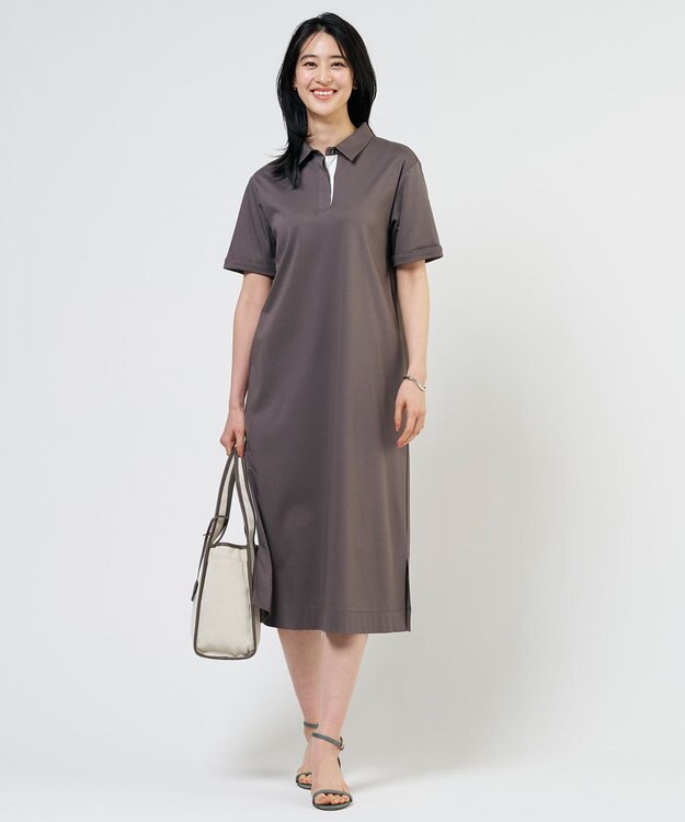 J.PRESS LADIES S 【WEB限定】コットンスムース ポロワンピース モカ系