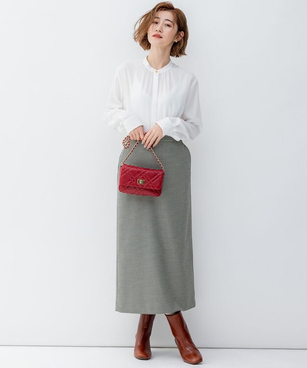 23区 【洗える】キュアセルツイル ウエストタック ブラウス ホワイト系