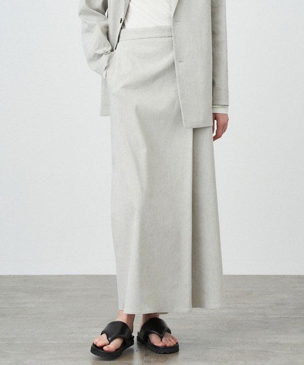 ATON HEAVY HEMP | タックストレートスカート GRAY
