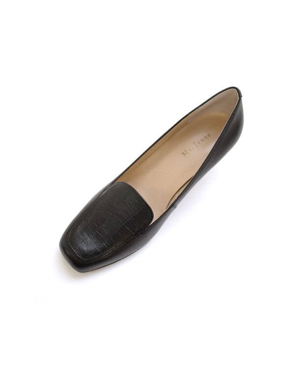 Pointer 日本製 クロコ型押しパンプス ブラック(コンビ)