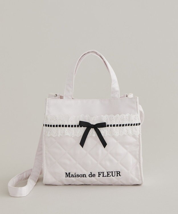 Maison de FLEUR コットンフリル2Wayトートバッグ Pink