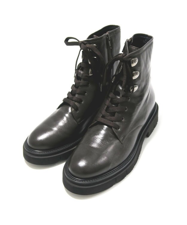 BONTRE 【LucaGrossi/ルカグロッシ】レースアップサイドジップショートブーツ ダークブラウン