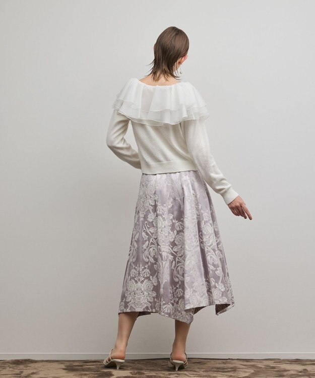 GRACE CONTINENTAL オーナメントジャガードハンカチヘムスカート ラベンダー