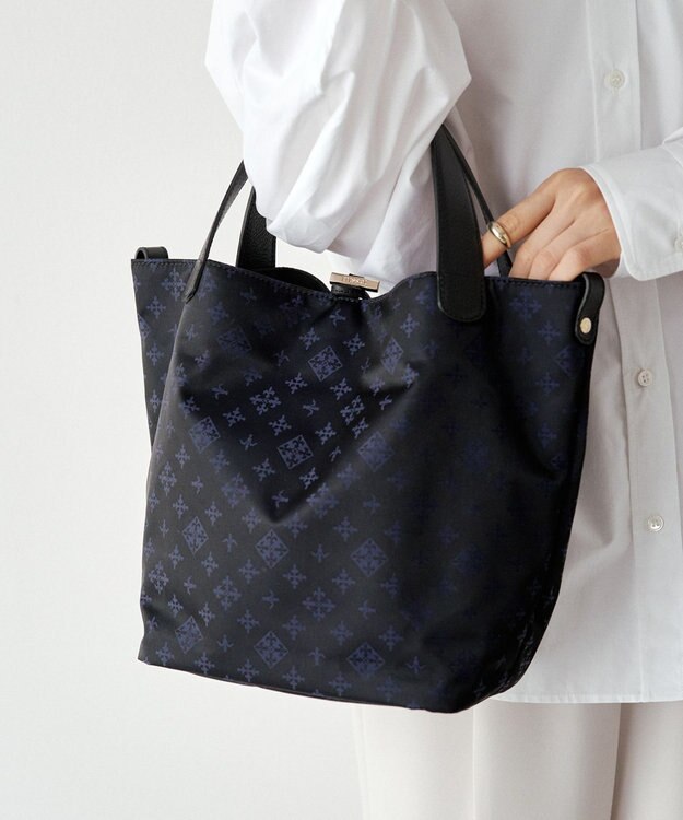 russet ナイロンジャガード2WAYミニトートバッグ(SF-260) Black/Navy