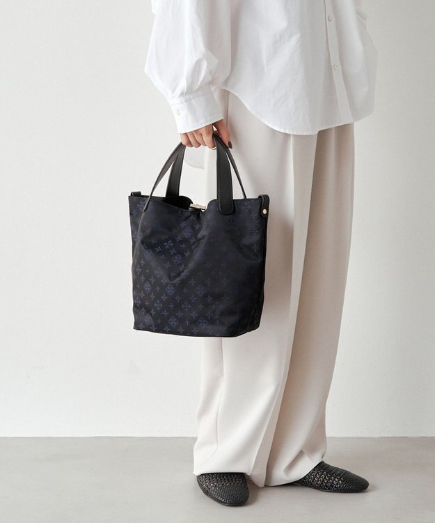 russet ナイロンジャガード2WAYミニトートバッグ(SF-260) Black/Navy