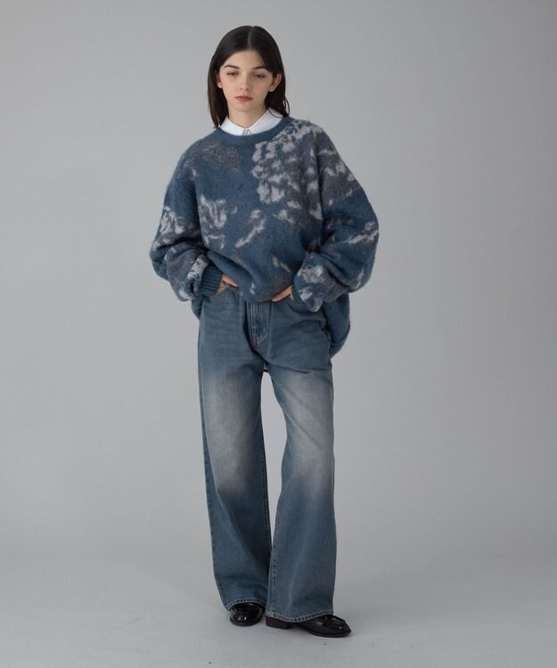 WEGO 【ユニセックス着用ITEM/ウエスト調整可】ストレートデニムパンツ デニム中濃加工色