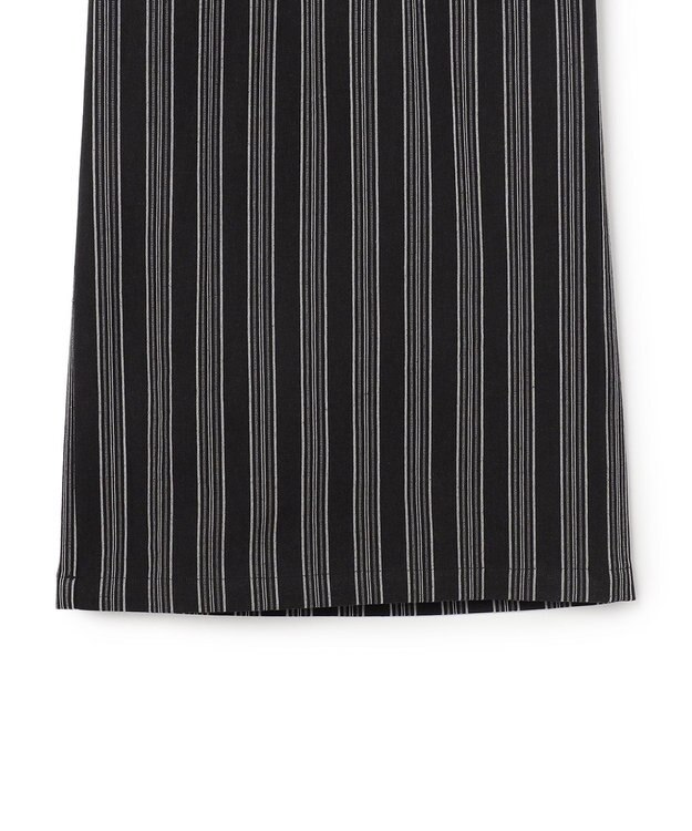 J.PRESS YORK STREET 【WOMEN】リネンストライプ イージーワイド パンツ ブラック系1