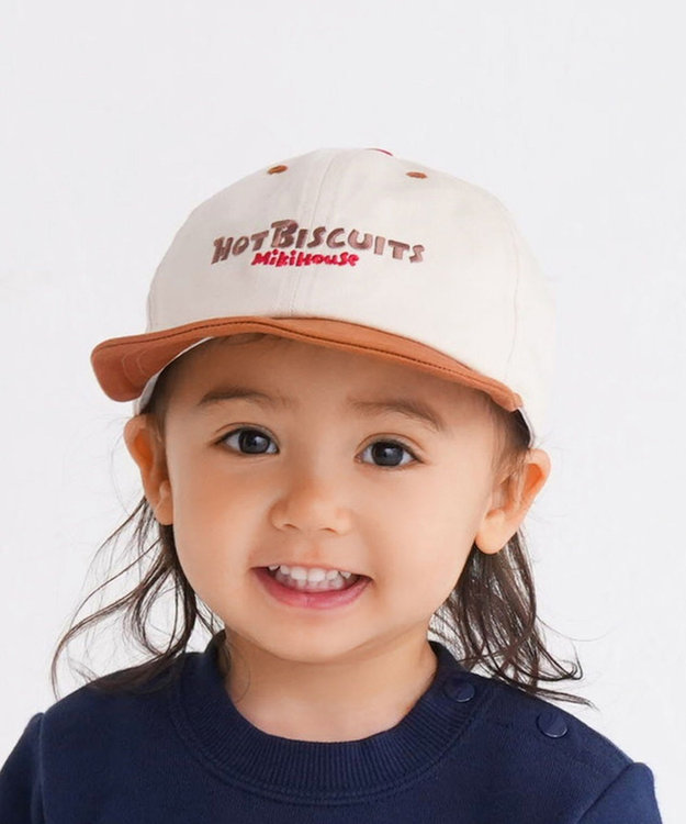 MIKI HOUSE HOT BISCUITS 【46-54cm】 バイカラー ロゴキャップ アイボリー