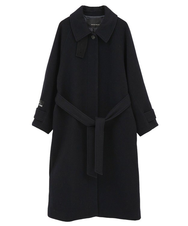 YECCA VECCA ウール混ステンカラーロングコート Dark Navy