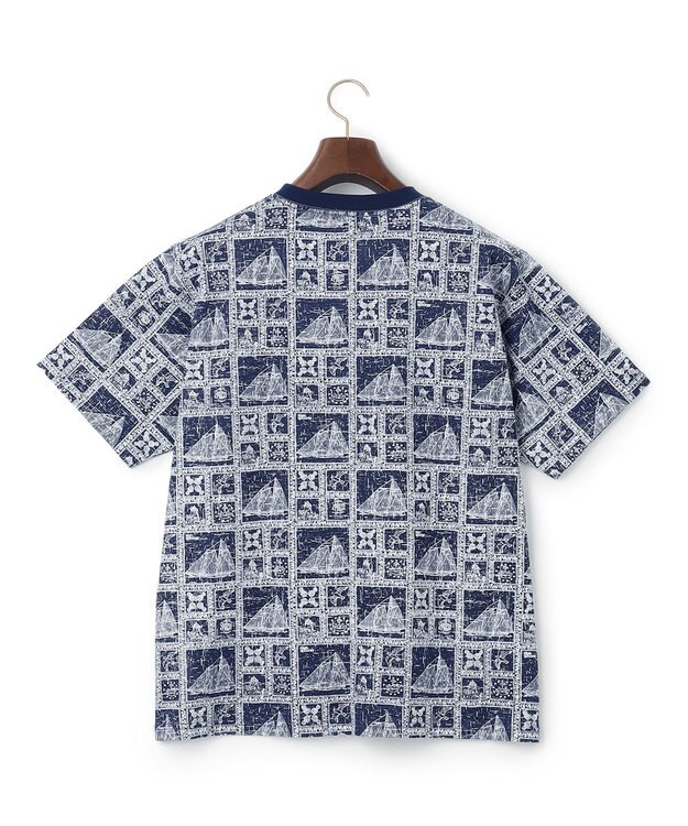 J.PRESS MEN Reyn spooner×J.PRESS 総柄クルーネック ポケットTシャツ ネイビー系5