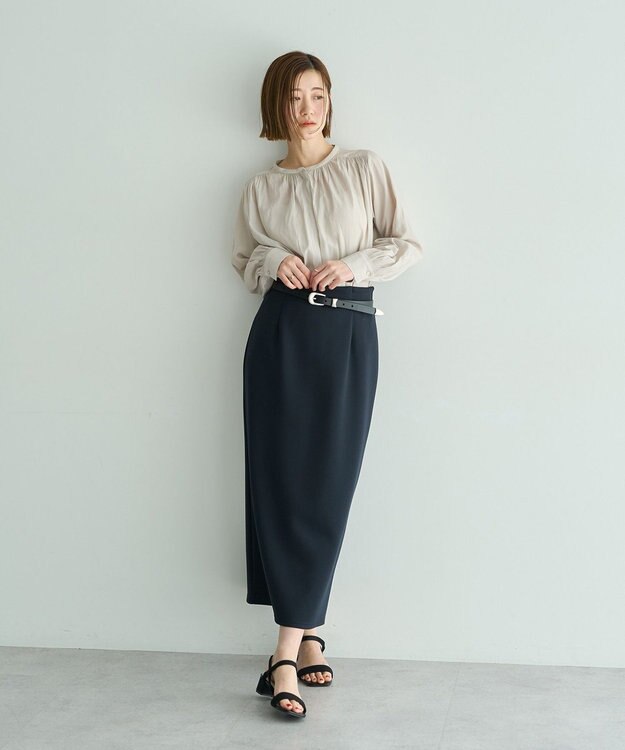 YECCA VECCA ギャザーブラウス Gray Beige