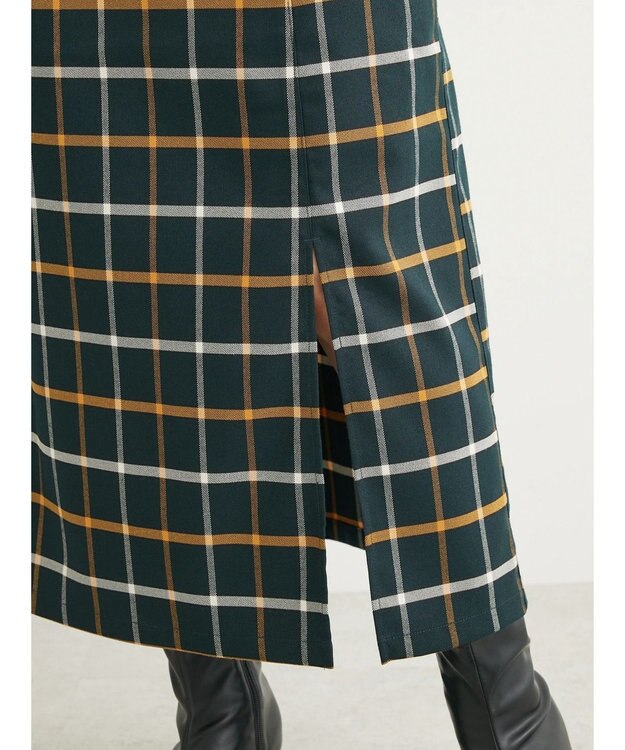 Green Parks ベルトデザインチェックＩラインスカート Green