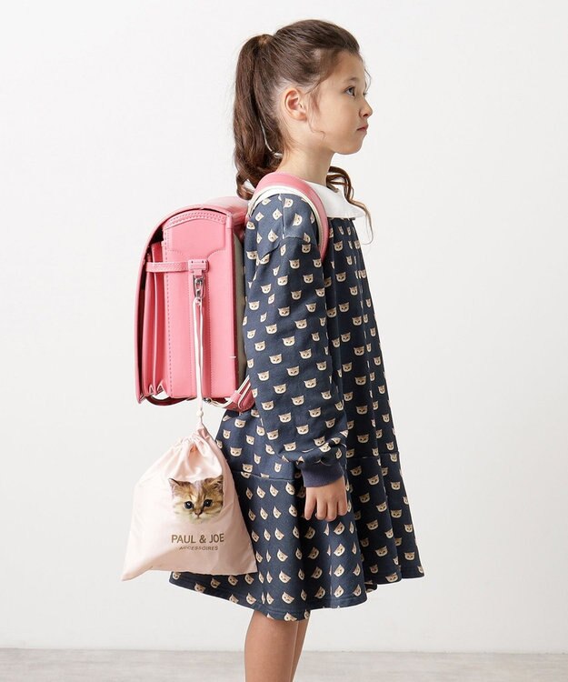 MOONBAT 【ジュニアリュック対応】ポールアンドジョー ポーチ付きキッズレインコート ピーチ