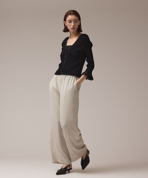 GRACE CONTINENTAL シアーフリルニットカーディガン ブラック