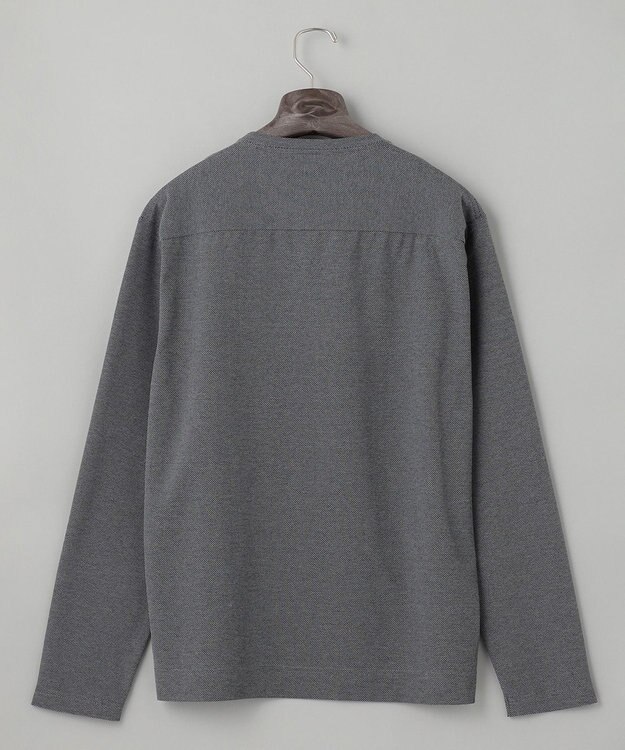 GOTAIRIKU ジャケットのインナーに最適【WEB&一部店舗限定】キレイ目 鹿の子 ビズ長袖Tシャツ ライトグレー系