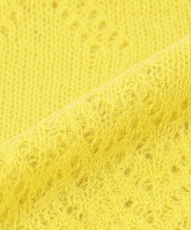 MOONBAT 【カシミヤ100%】2WAYレーシーニットスヌードマフラー レモンイエロー