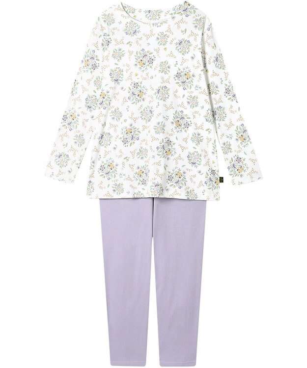 WACOAL ワコール_リラックス＆スリープ パジャマ 綿100%(本体) あったか 長袖 長ズボン ミントン レディース NDW457 /ワコール ホワイト