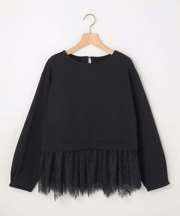 組曲 【先行予約】フレンチテリーレースコンビ カットソー ブラック系