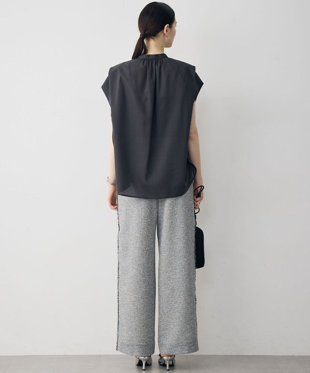 ICB 【先行予約】シルフィーローン スキッパータックデザインブラウス チャコール