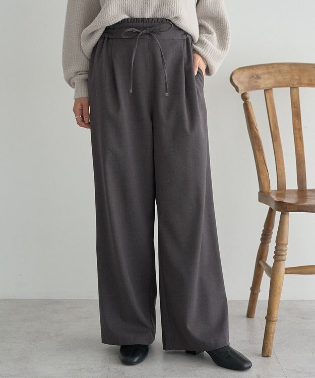earth music&ecology ＴＲワイドパンツ Dark Gray Mixture