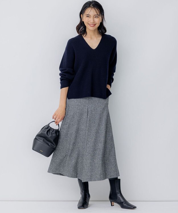 23区 L シルクネップツイード ガウチョパンツ グレー系