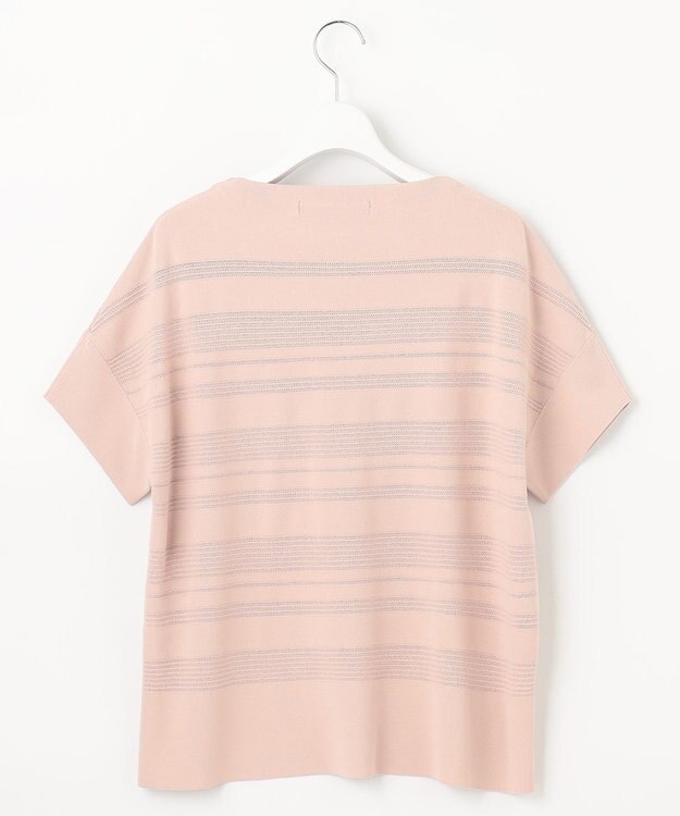 自由区 【洗える】クレープストレッチボーダー ニット ピンク系