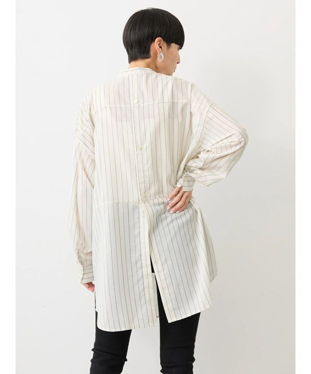 AMERICAN HOLIC イージーケア＋接触冷感　Ｗポケットシャツチュニック Stripe Ivory