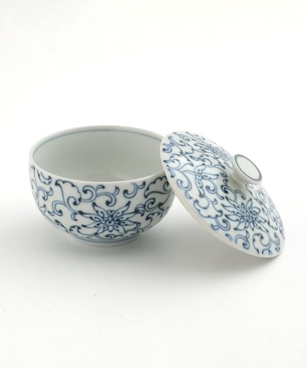 たち吉 【たち吉】京唐草お茶呑茶碗〈５客〉瀬戸焼 ホワイト×ブルー