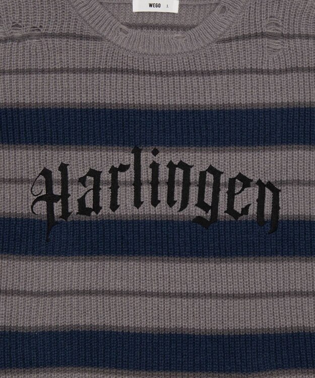 WEGO 【ユニセックス着用ITEM】アゼアミボーダーニットプルオーバー グレーボーダー