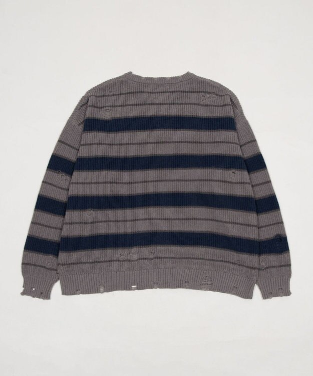 WEGO 【ユニセックス着用ITEM】アゼアミボーダーニットプルオーバー グレーボーダー