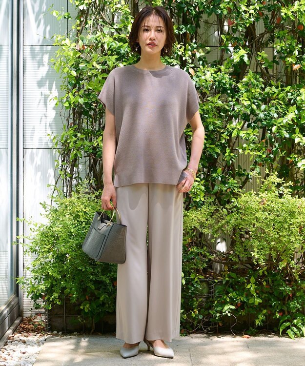 自由区 【洗える・XSサイズあり】ライト2WAYストレッチワイド パンツ グレー系