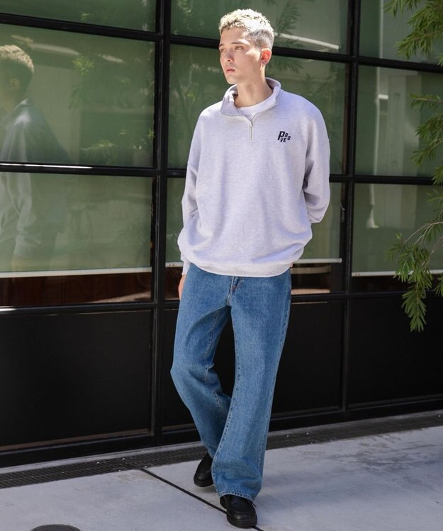 WEGO ヘビーウエイトハーフZIPワンポイントPO グレー