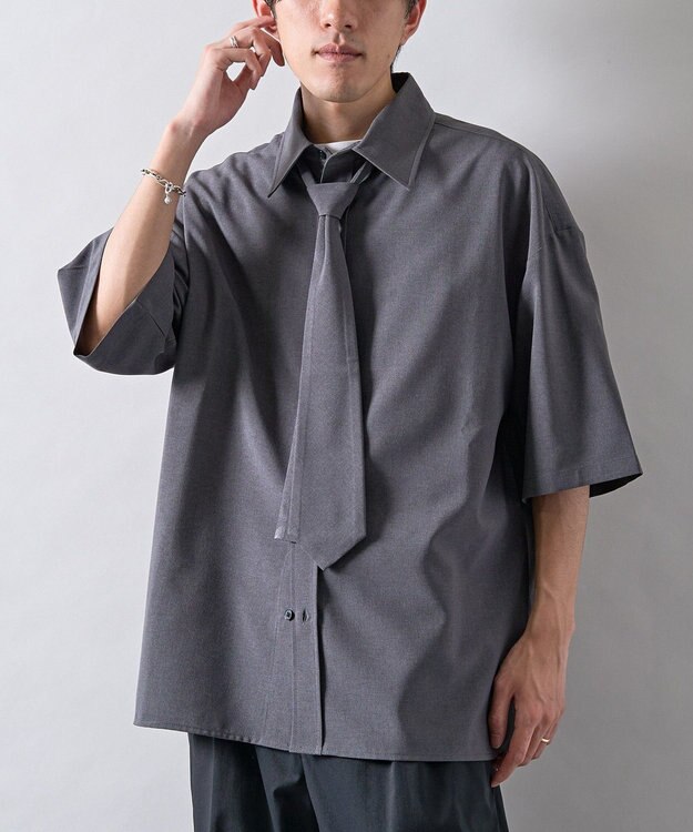 CRAFT STANDARD BOUTIQUE タイ付き半袖シャツ Gray