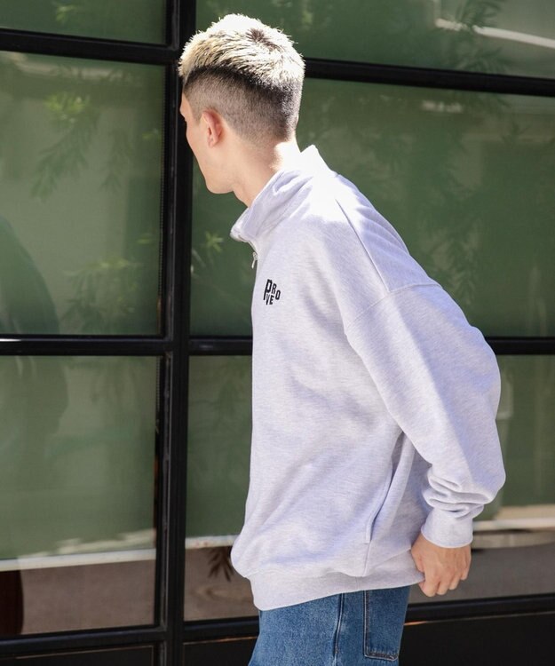 WEGO ヘビーウエイトハーフZIPワンポイントPO グレー