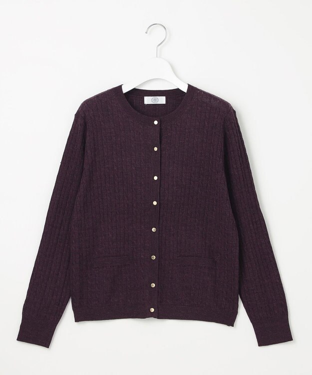 J.PRESS LADIES 【洗える】KNIT BASIC ミドル カーディガン パープル系