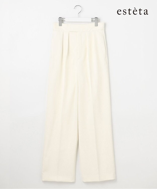 23区 S 【エステータ】ウールダブルクロス ワイドパンツ アイボリー系