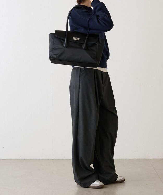 russet 《@__serako.r__企画》クラウズナイロンフラップトートバッグ(CE-1690) Black