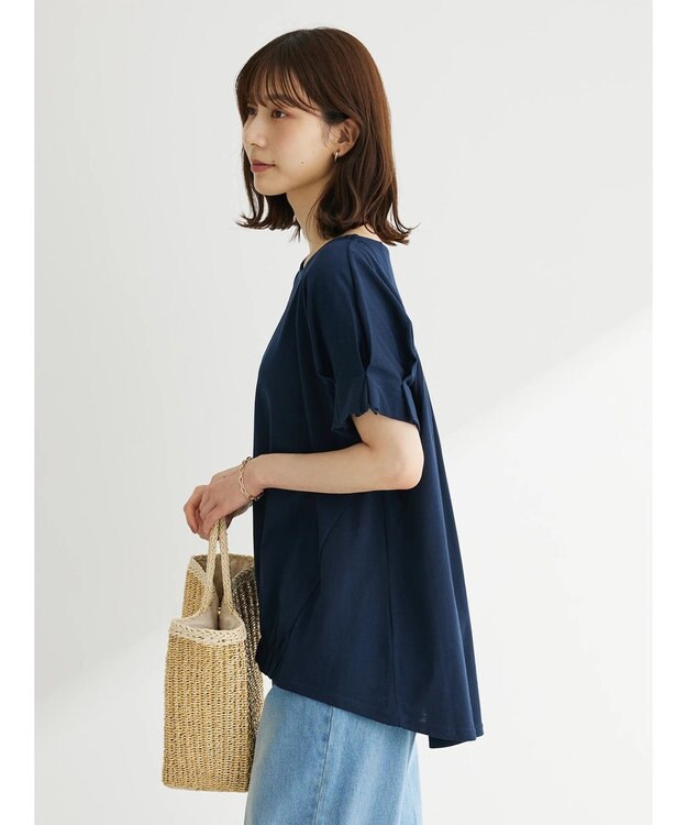 Green Parks 袖タックデザインカットチュニック Navy