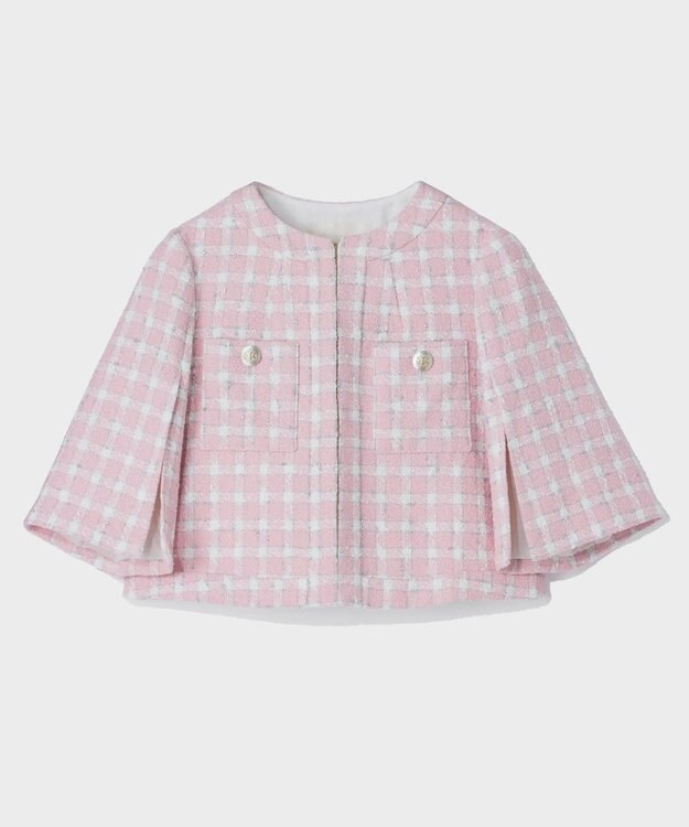GRACE CONTINENTAL チェックツイードショートジャケット ピンク