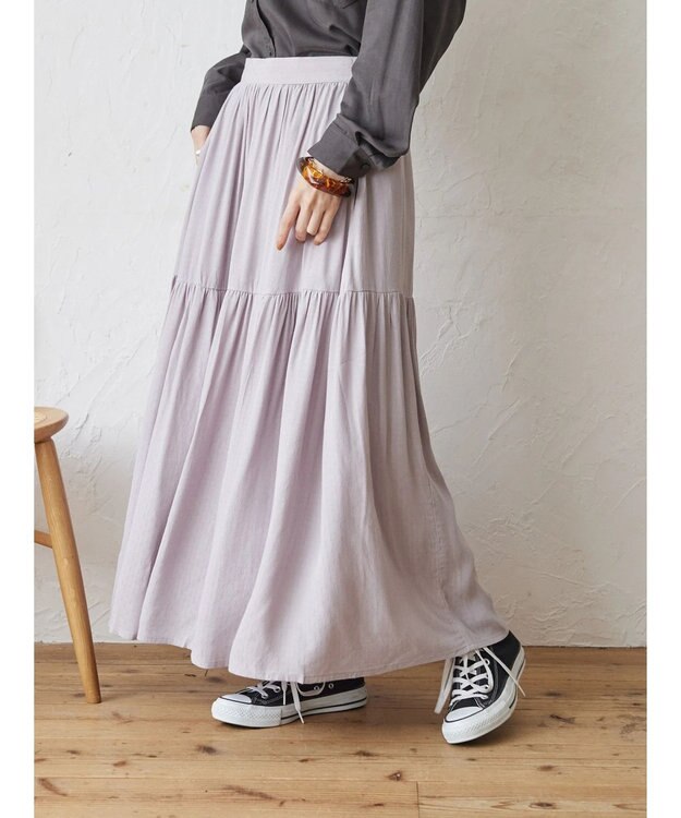 AMERICAN HOLIC ティアードギャザースカート Light Gray