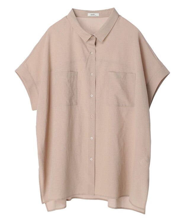 earth music&ecology 配色ステッチＢＩＧシャツ Beige