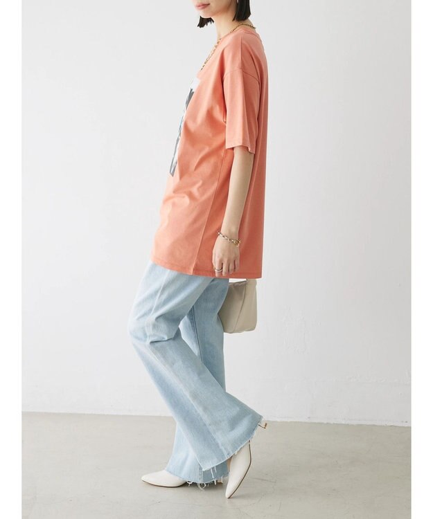 Green Parks レトロフラワーロゴ入りプリントＴシャツ Orange