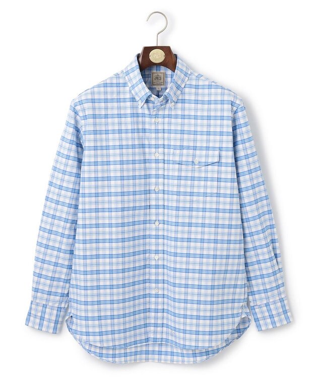 J.PRESS MEN コットンオックス マルチチェック シャツ / ボタンダウン ブルー系3