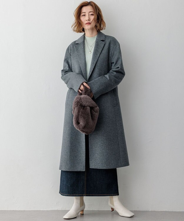 23区 フェイクファー チェーン バッグ グレー系