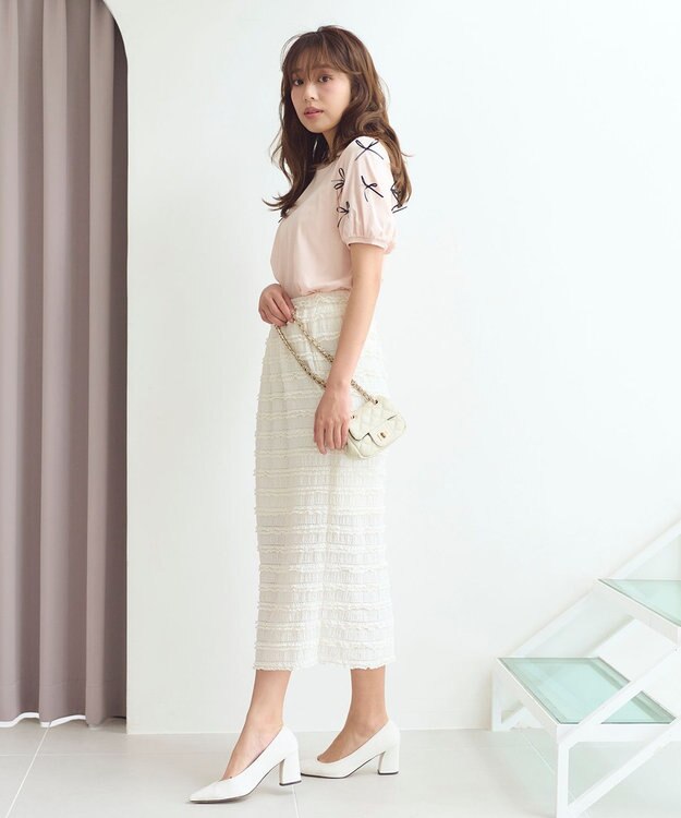 Feroux 【洗える】カットフリルＩラインスカート ホワイト系