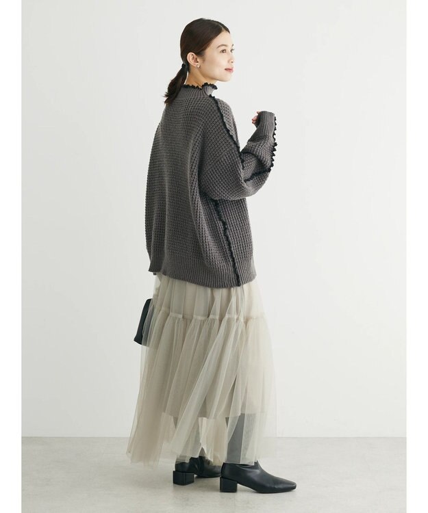 Green Parks ・Ｐｅｔｉｔ　Ｆｌｅｕｒ　ハイショクパイピングニット Charcoal Gray