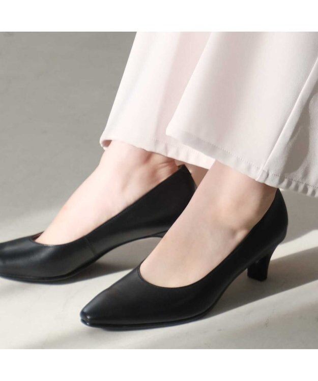 Pointer 【5cmヒール】日本製 高級本革プレーンパンプス ブラック