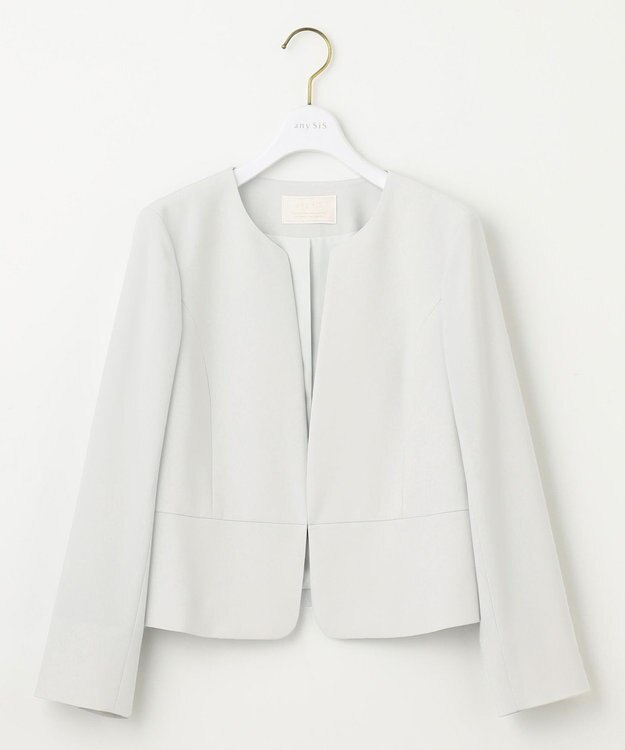 ANY SIS S 【セットアップ可】セレモニーダブルクロス ノーカラージャケット ライトグレー